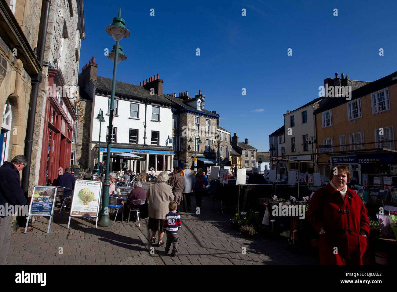 Kendal Market Square Cafes Stock Photo