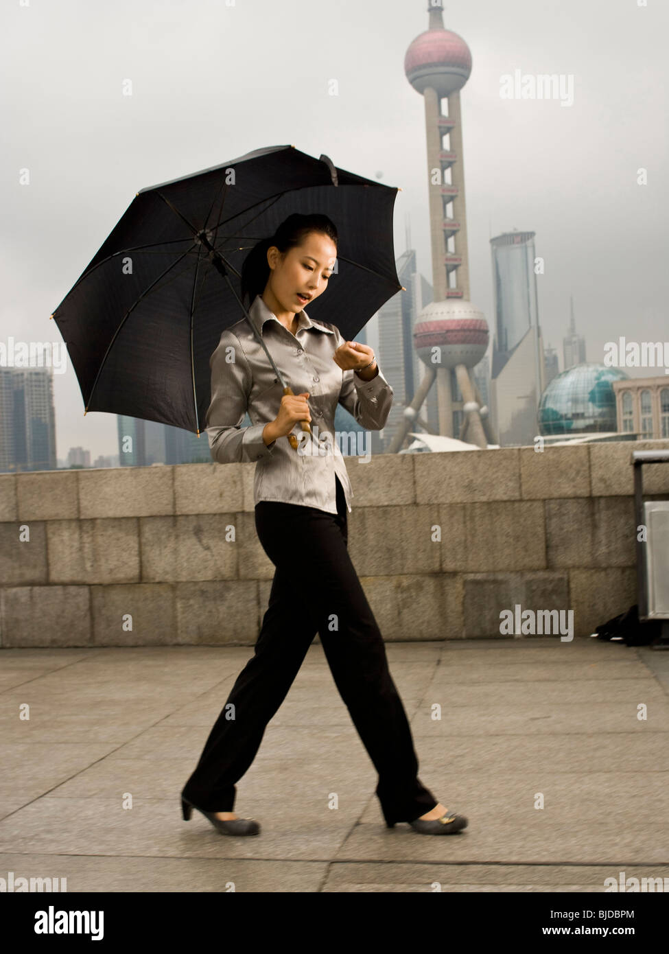 Young woman under an umbrella. Stock Photo