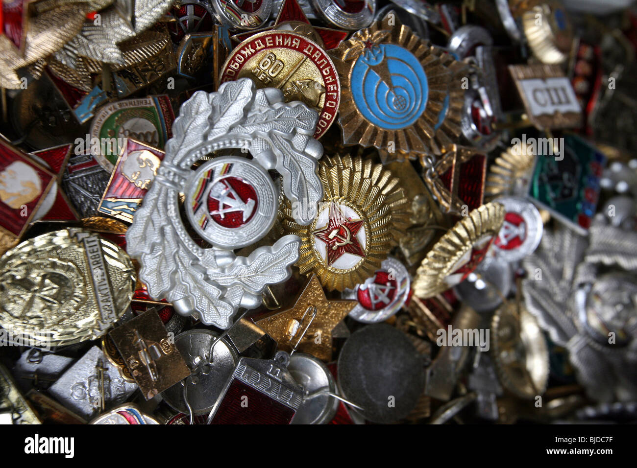 USSR pin badges Stock Photo