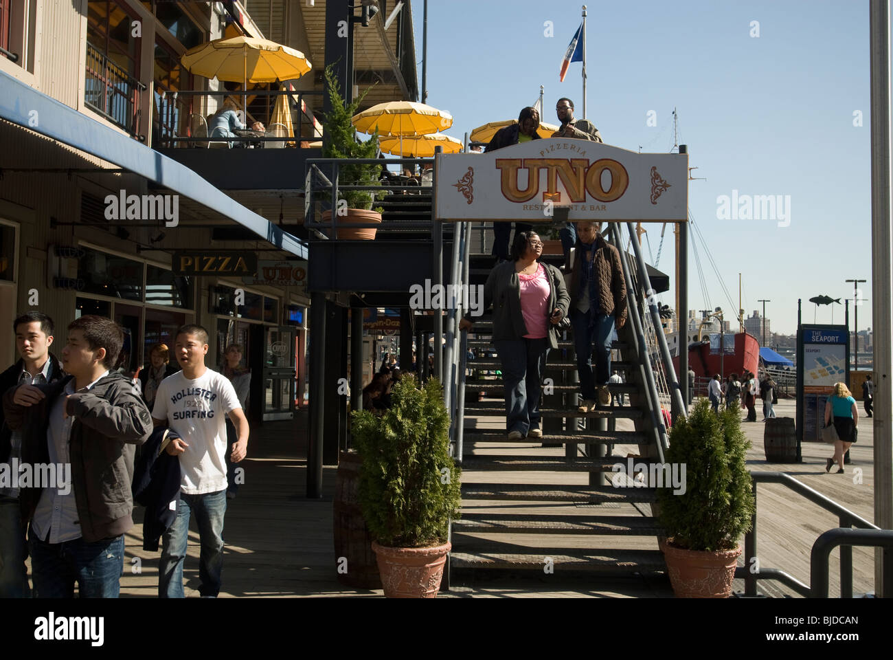 A branch of the Pizzeria Uno restaurant chain in the South Street Seaport in New York Stock Photo