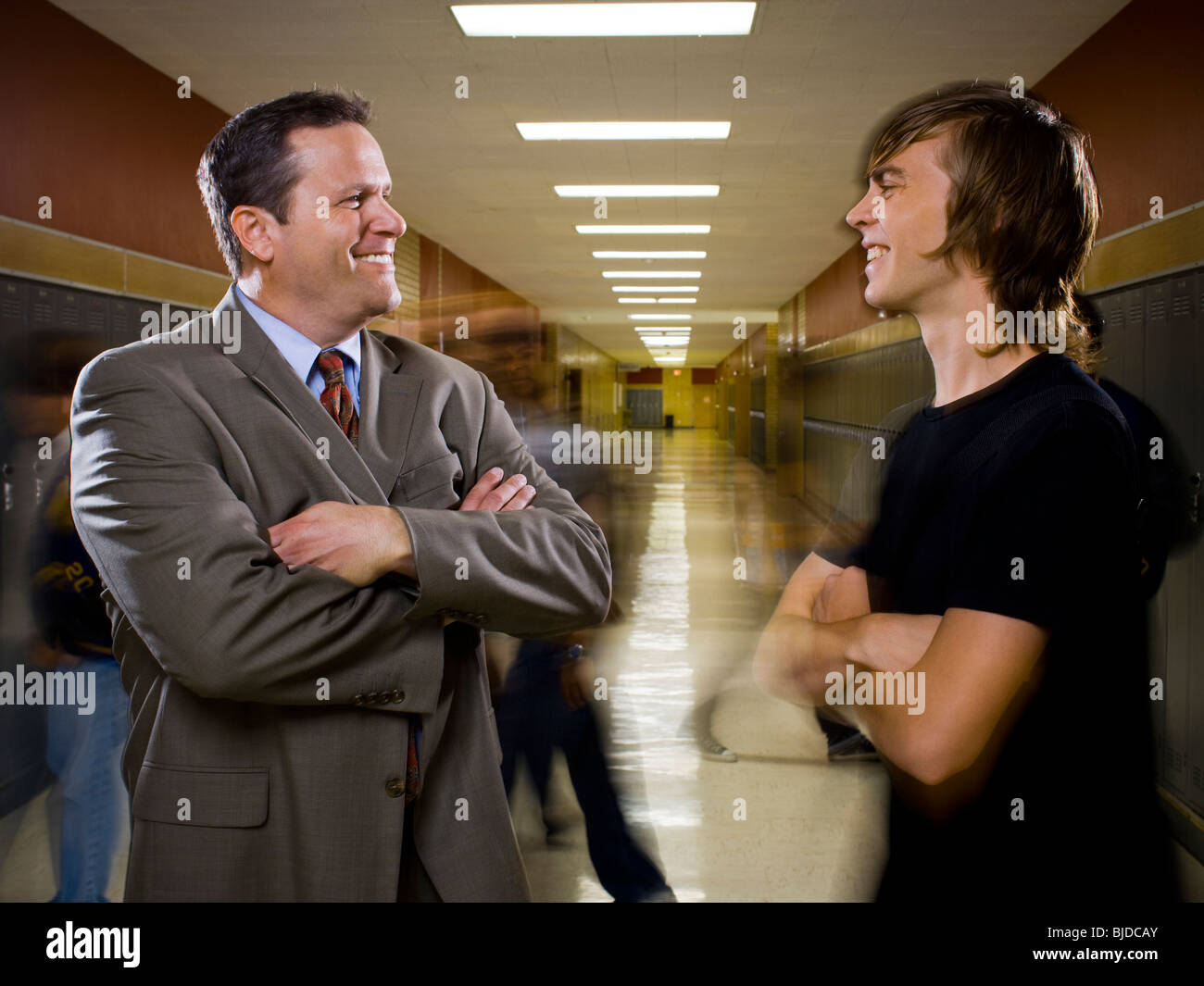 High School Principal stands with a student Stock Photo Alamy