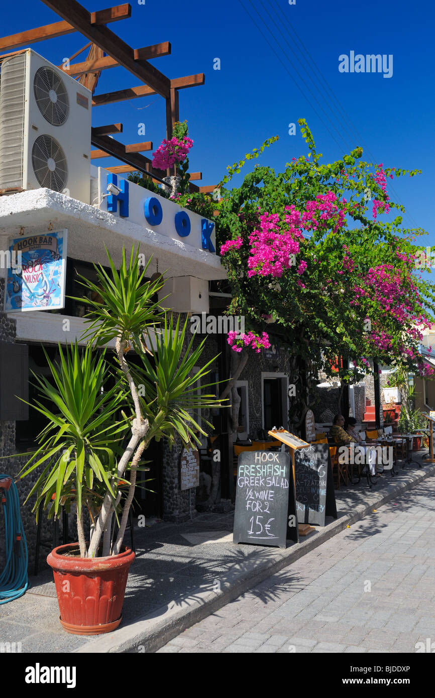Restaurant at the beach promenade in Kamari, Santorini Island, Greece Stock Photo Alamy
