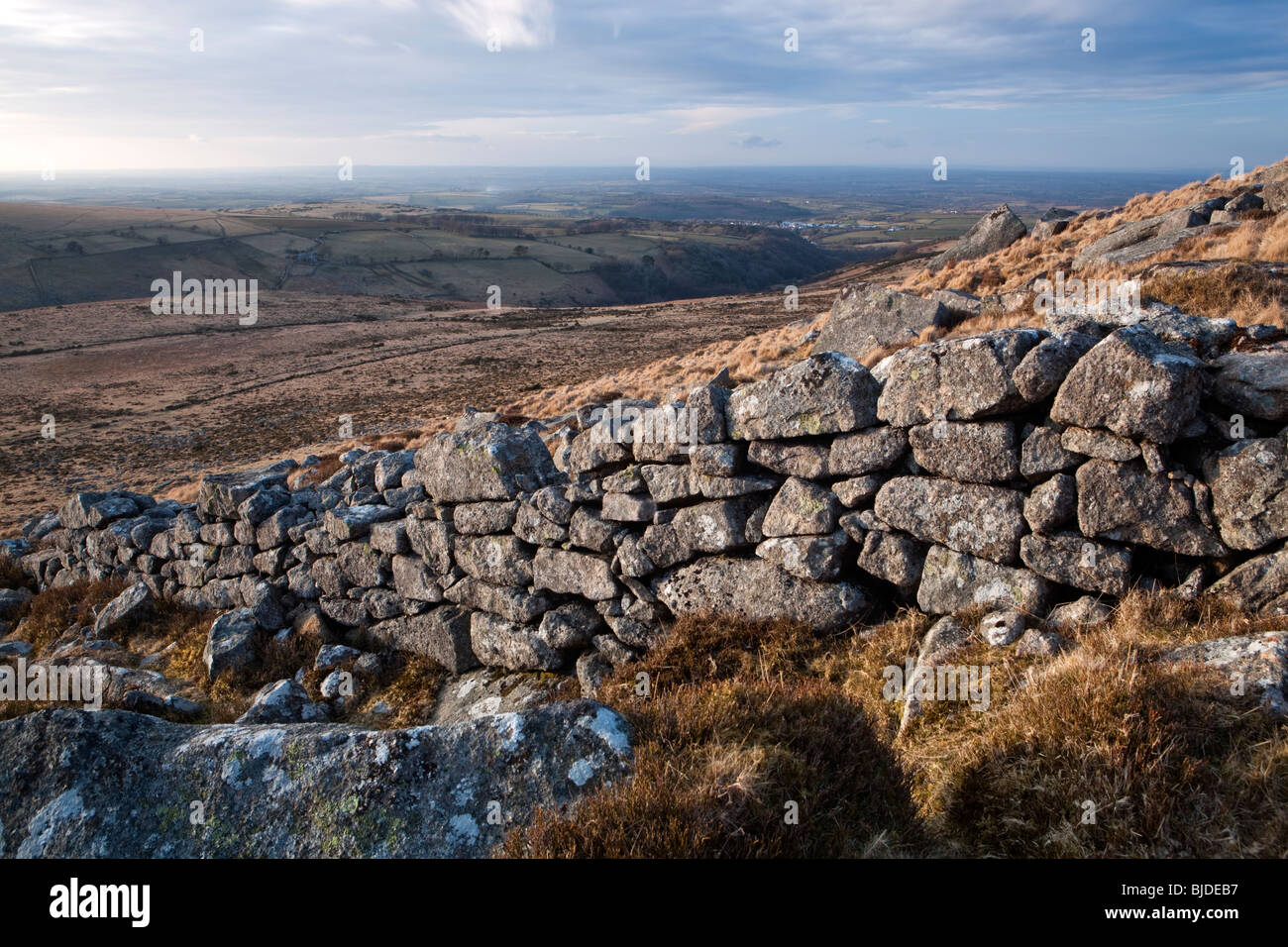 Irishman's Wall. Dartmoor National Park. Stock Photo