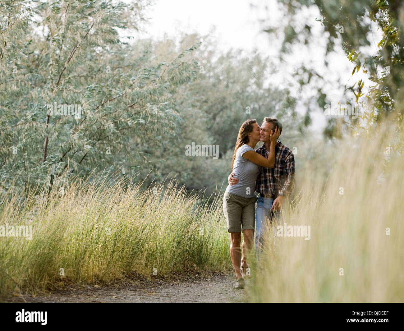 Two people on a nature walk. Stock Photo