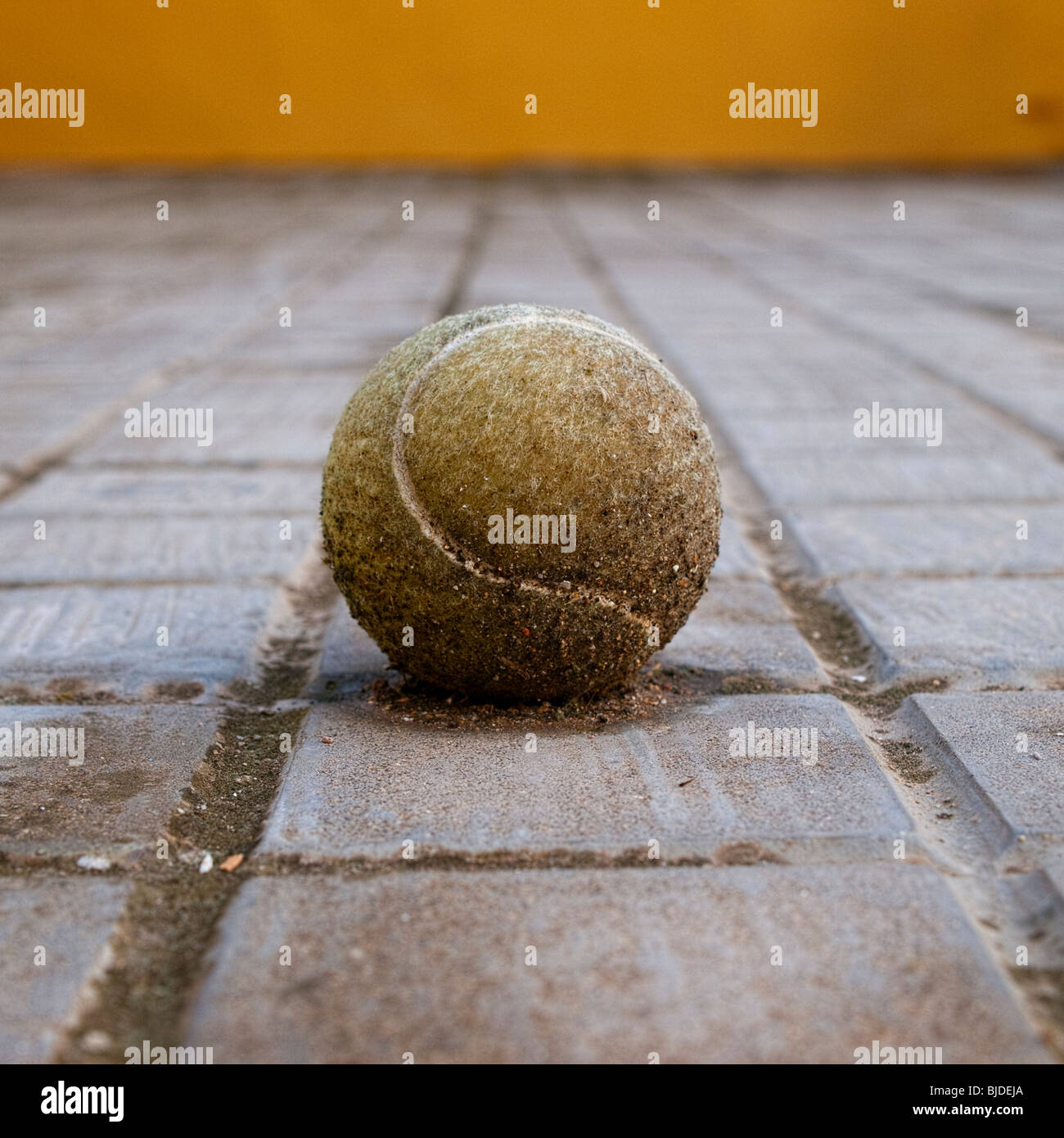 Tennis ball at street Stock Photo