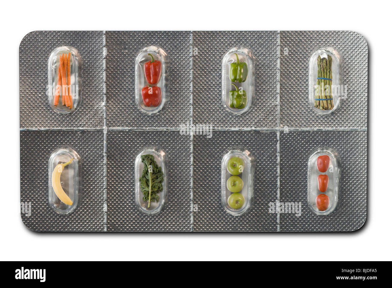 Vegtables in blister pack Stock Photo