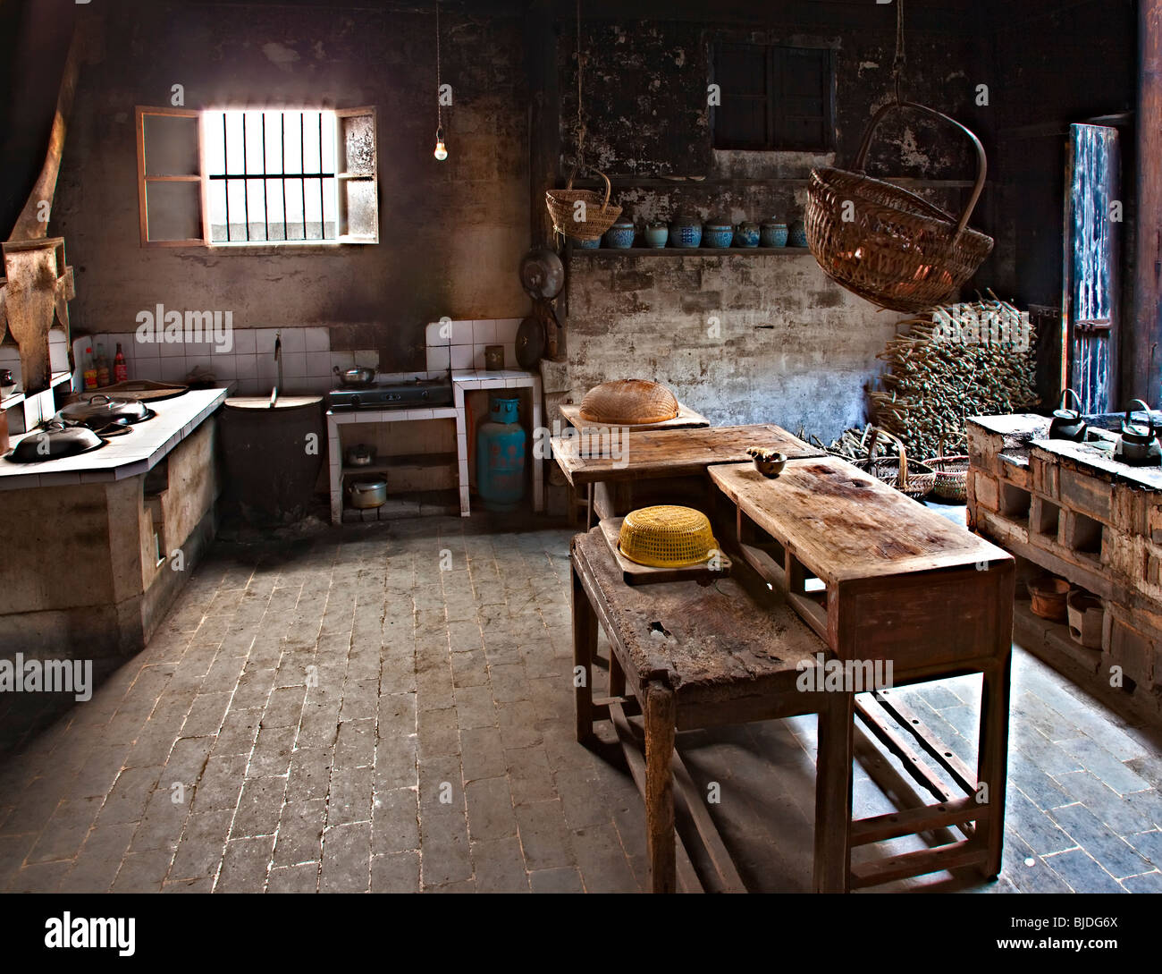 A traditional style kitchen in a residence at rural Chinese village