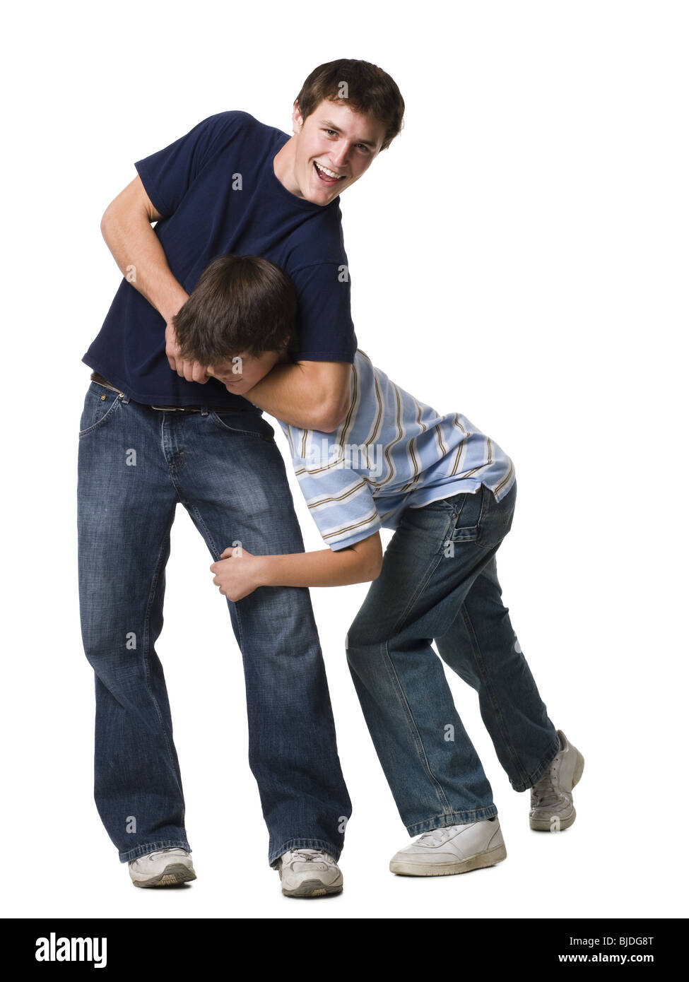 two brothers wrestling. Stock Photo