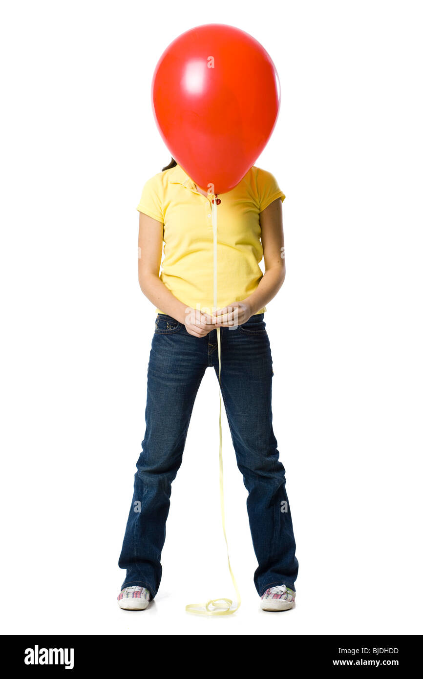 Girl with red balloon Stock Photo Alamy