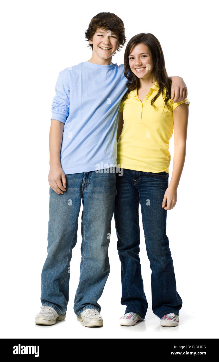 young couple with their arms around one another Stock Photo