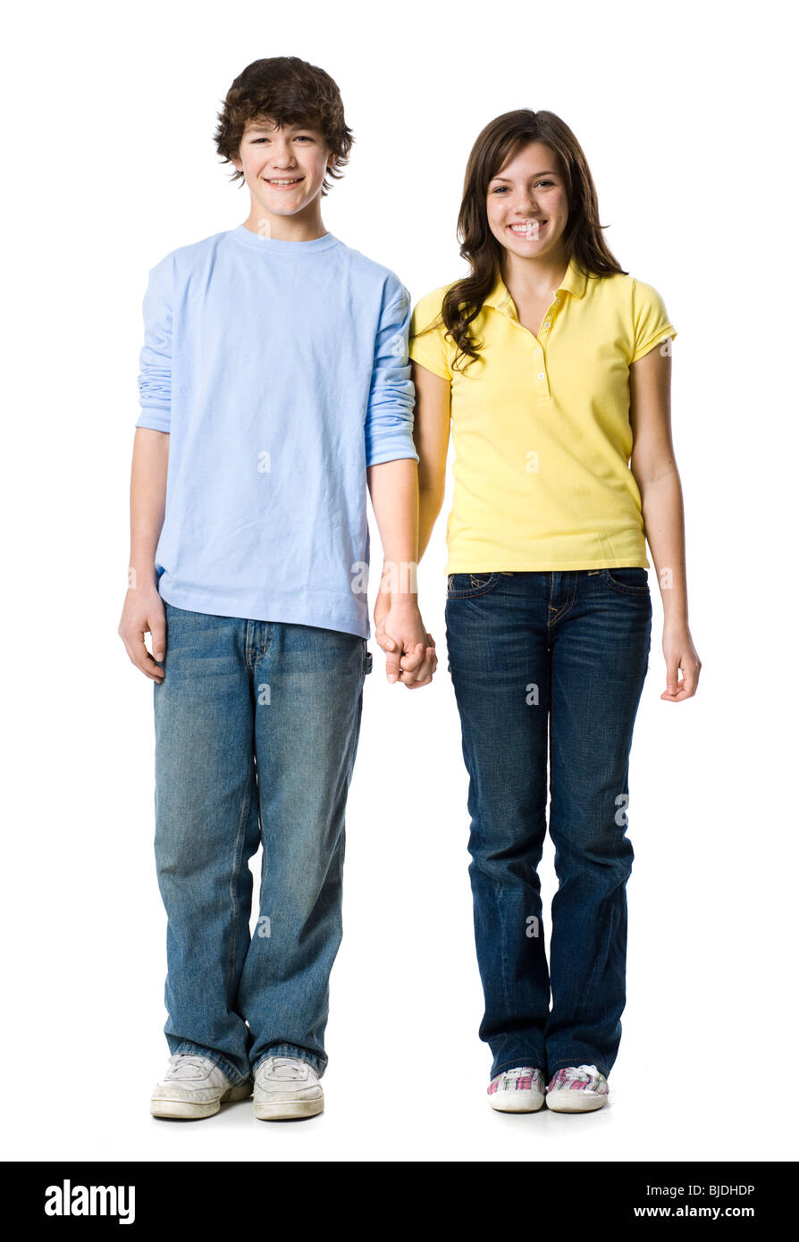 young couple holding hands Stock Photo
