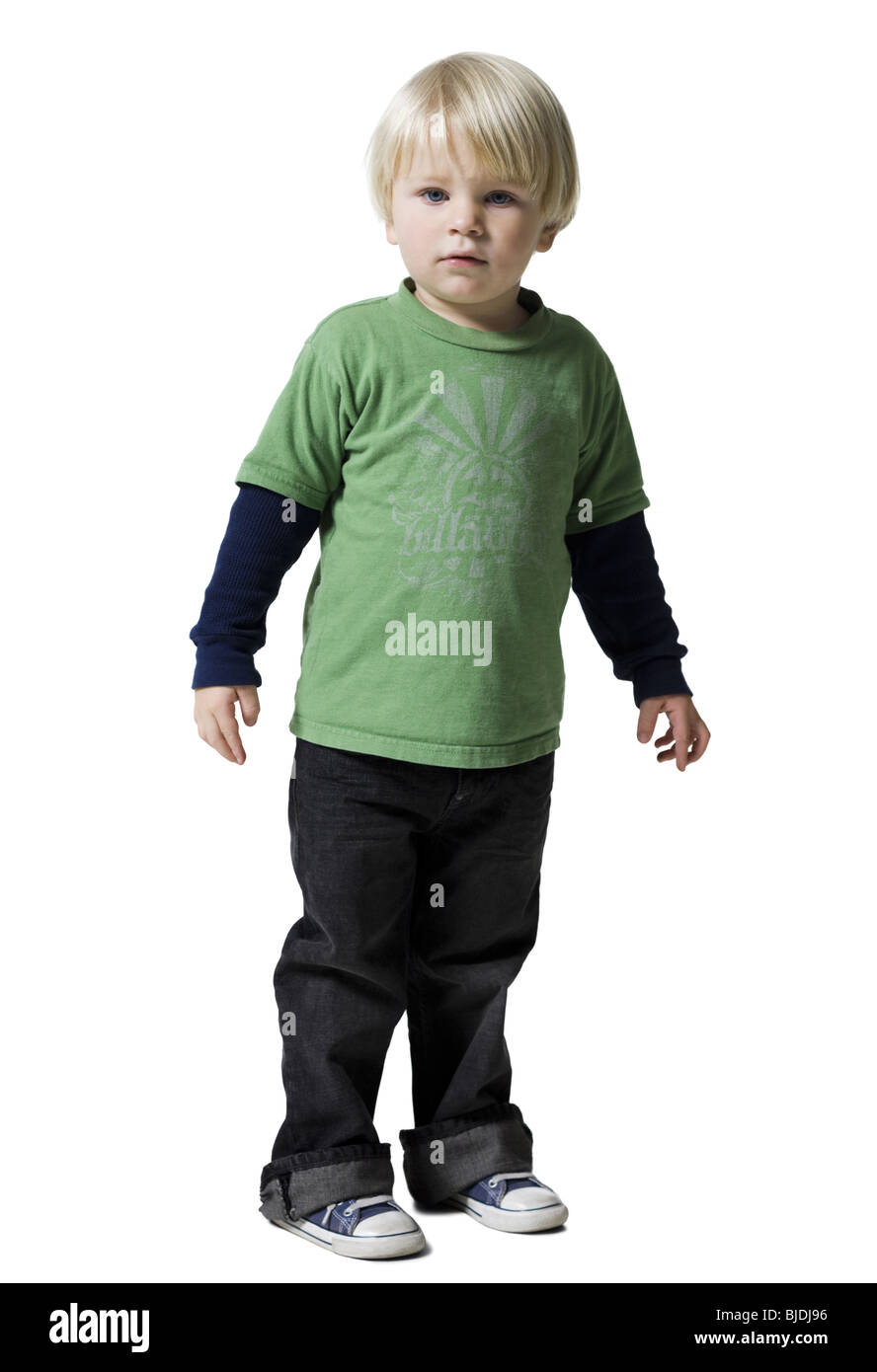 little boy in a green shirt Stock Photo - Alamy