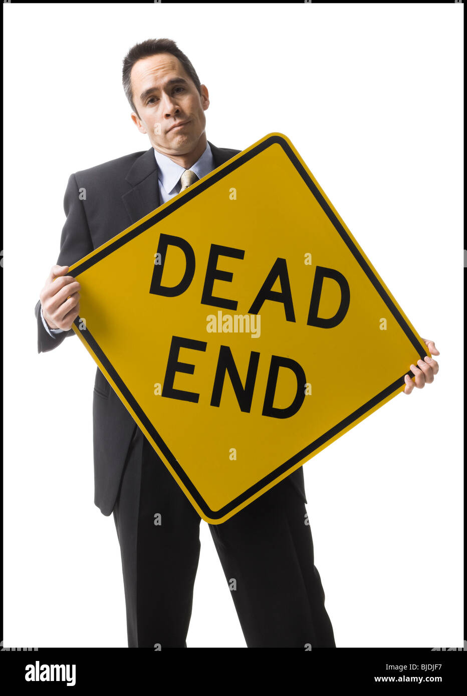 person holding a dead end sign Stock Photo