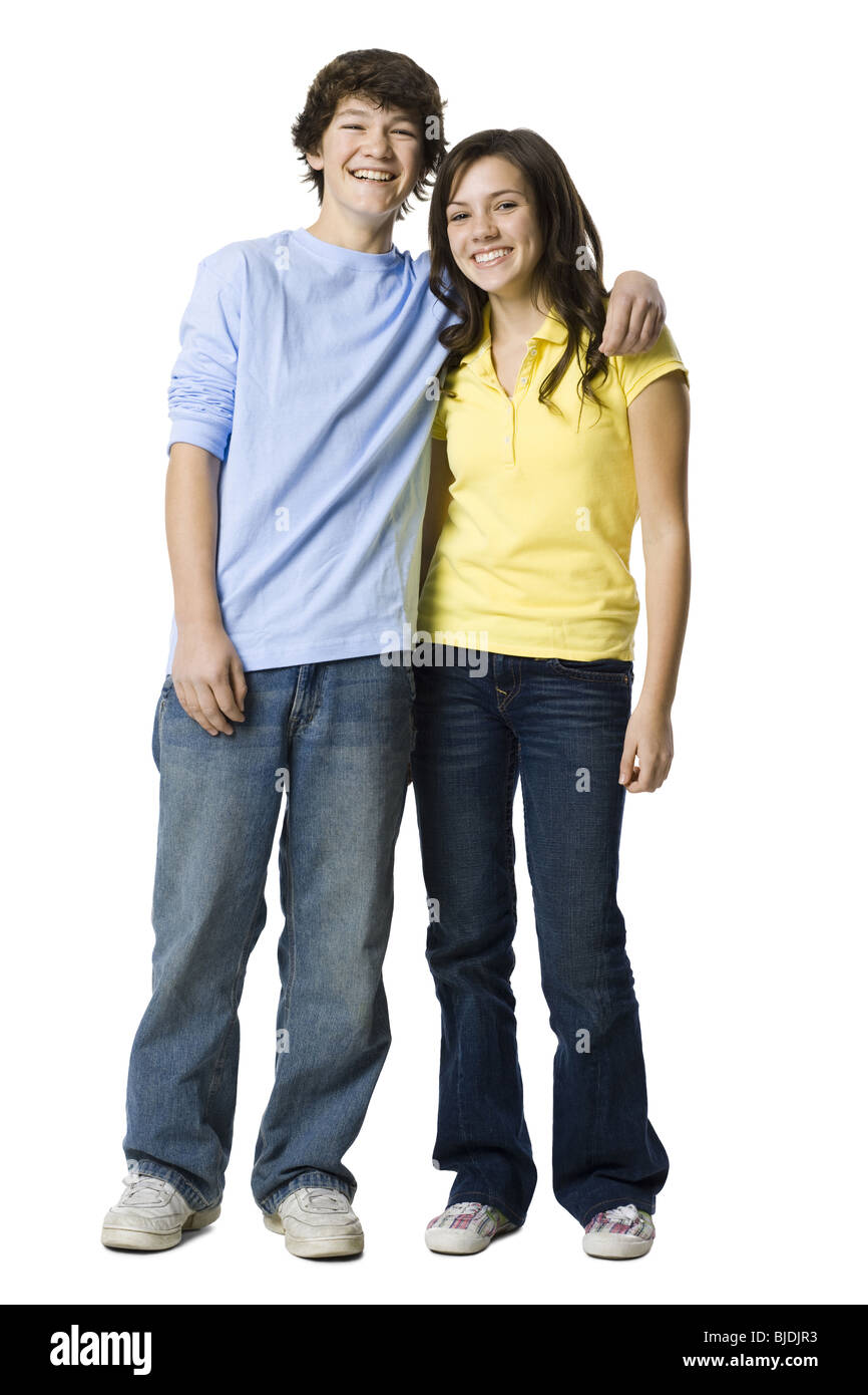 young couple with their arms around one another Stock Photo