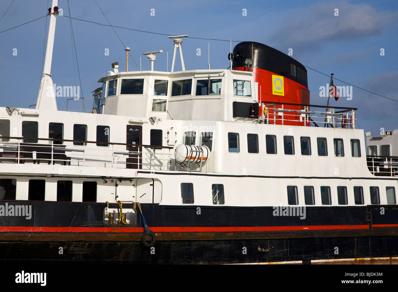 Mersey Ferry moored in Birkenhead docks whilst not in use Stock Photo