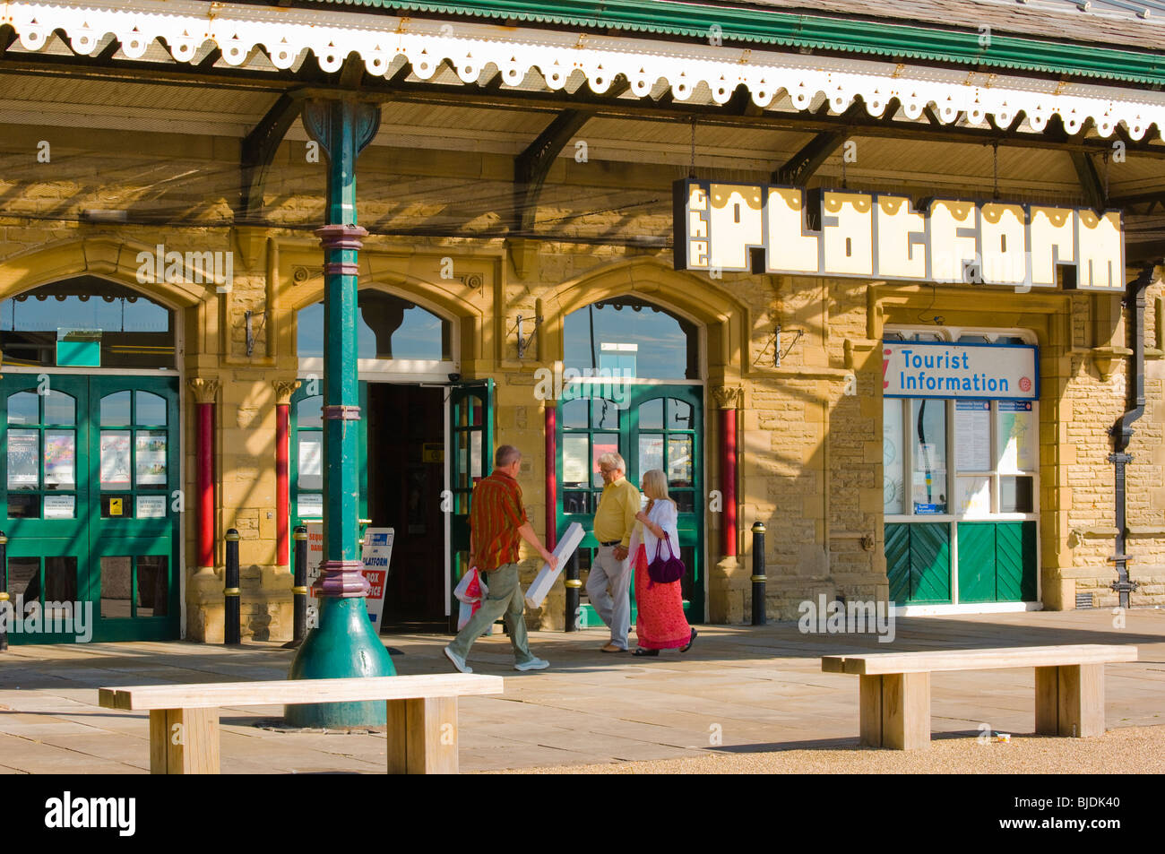 The former railway station in Morecambe, Lancashire, is now The Platform, a Tourist Information Centre and arts venue Stock Photo