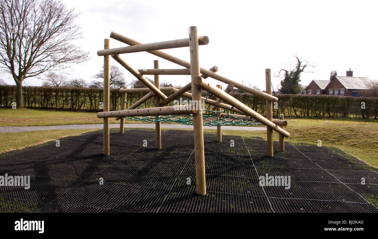 Modern climbing frame in children playground Stock Photo