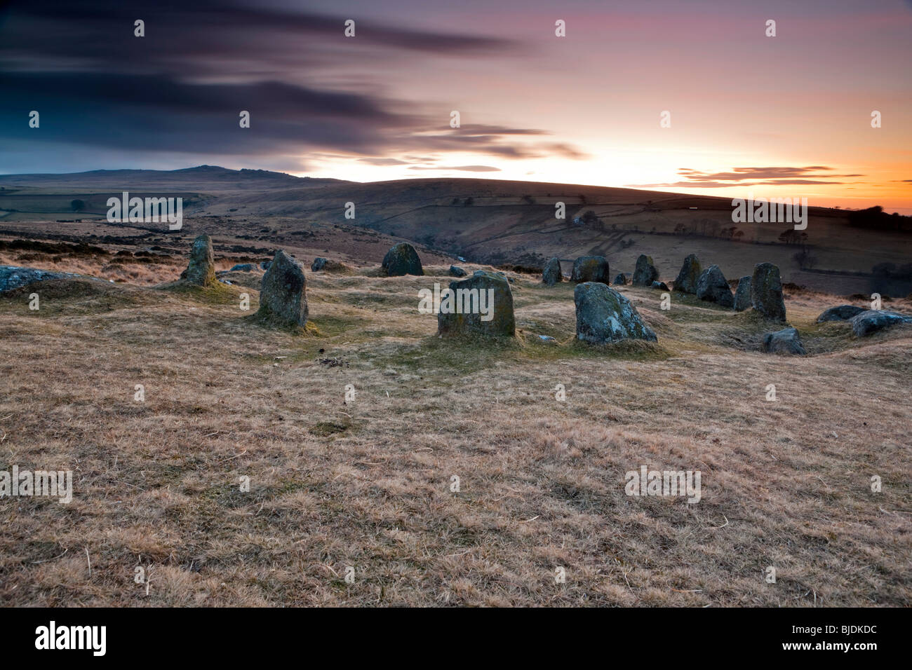 Nine Stones. Dartmoor National Park. Stock Photo