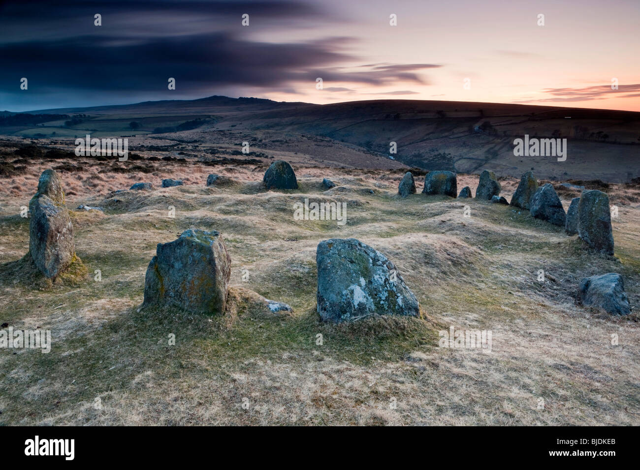 Nine Stones . Dartmoor National Park. Stock Photo