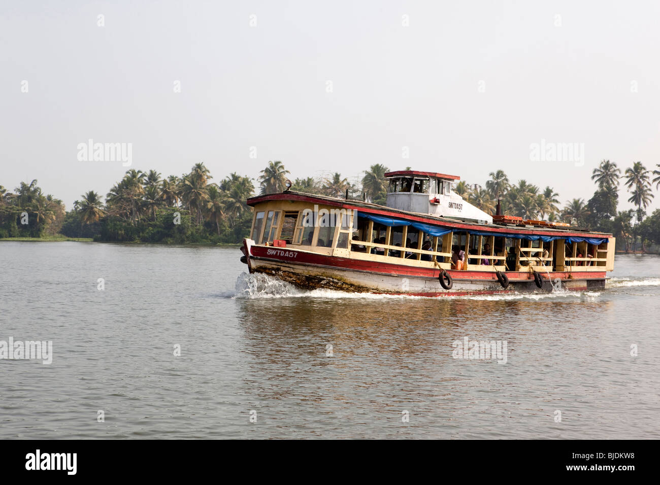 India, Kerala, Alleppey, Alapuzha, backwaters, local inter-island ferry Stock Photo