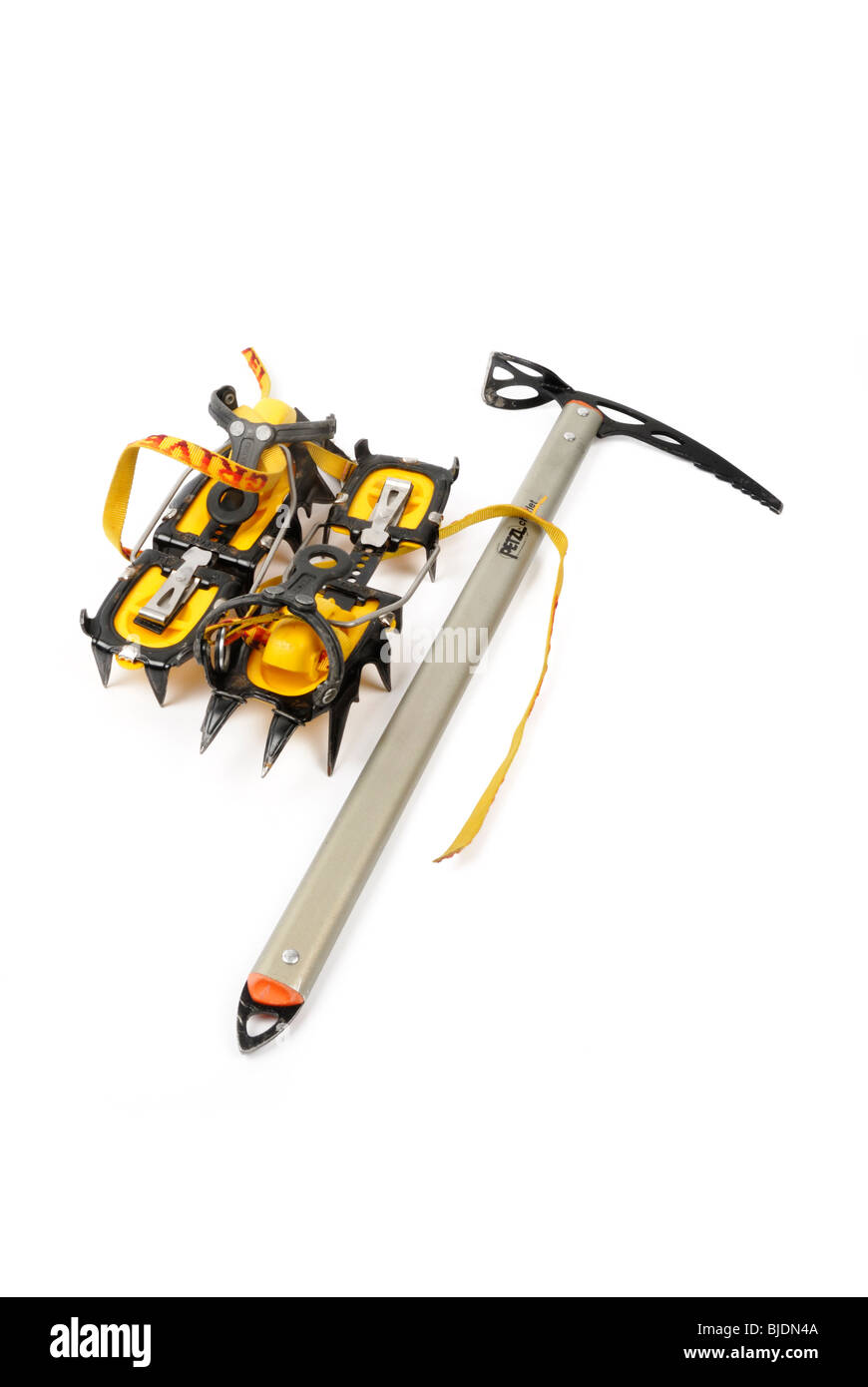Crampons and ice axe Stock Photo