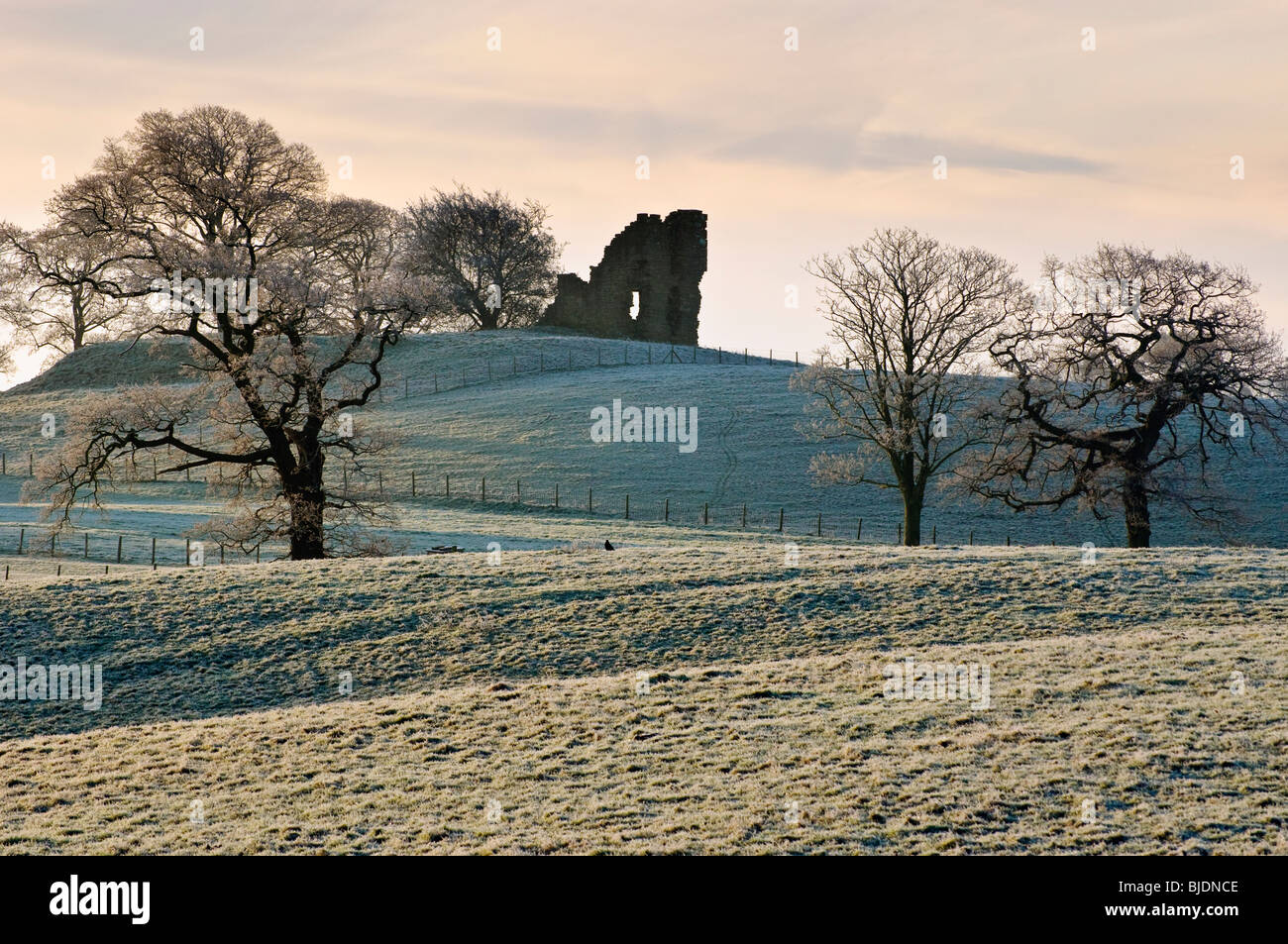 A frosty morning looking towards Greenhalgh Castle in Garstang