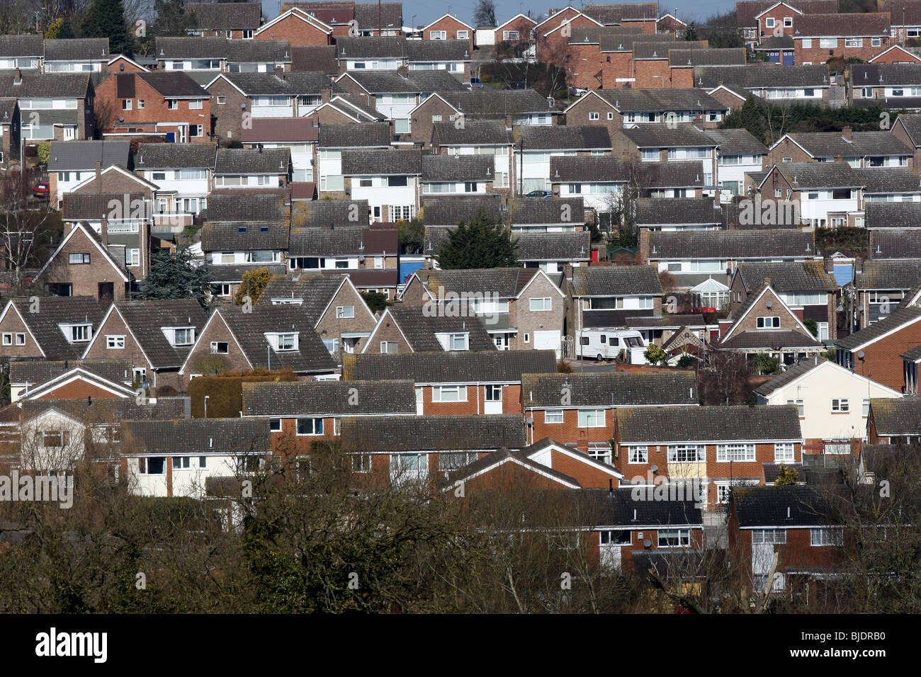 GENERAL VIEW OF HOUSES IN ROTHWELL,NORTHANTS Stock Photo Alamy