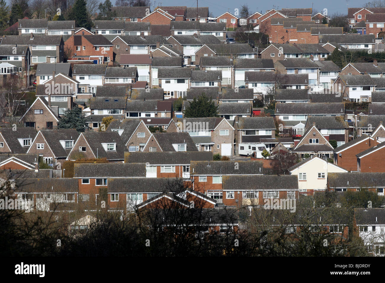 GENERAL VIEW OF HOUSES IN ROTHWELL,NORTHANTS Stock Photo Alamy