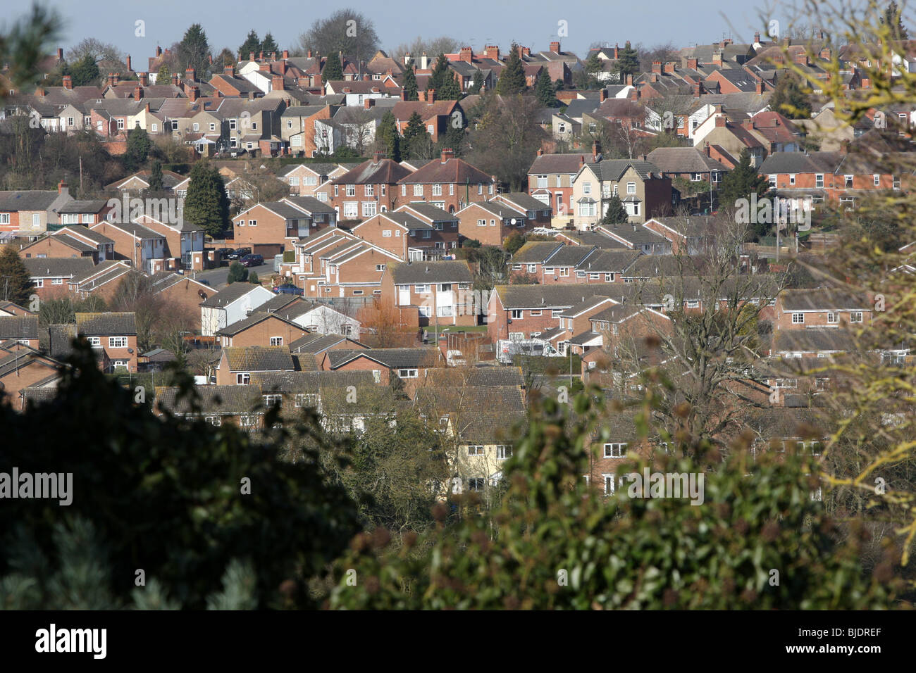 GENERAL VIEW OF HOUSES IN ROTHWELL,NORTHANTS Stock Photo Alamy