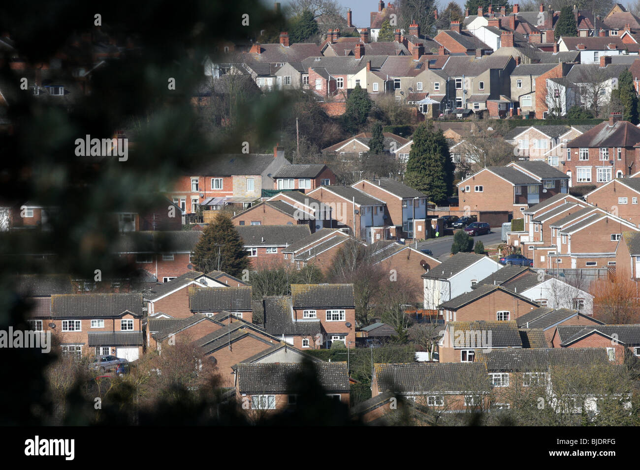 GENERAL VIEW OF HOUSES IN ROTHWELL,NORTHANTS Stock Photo Alamy