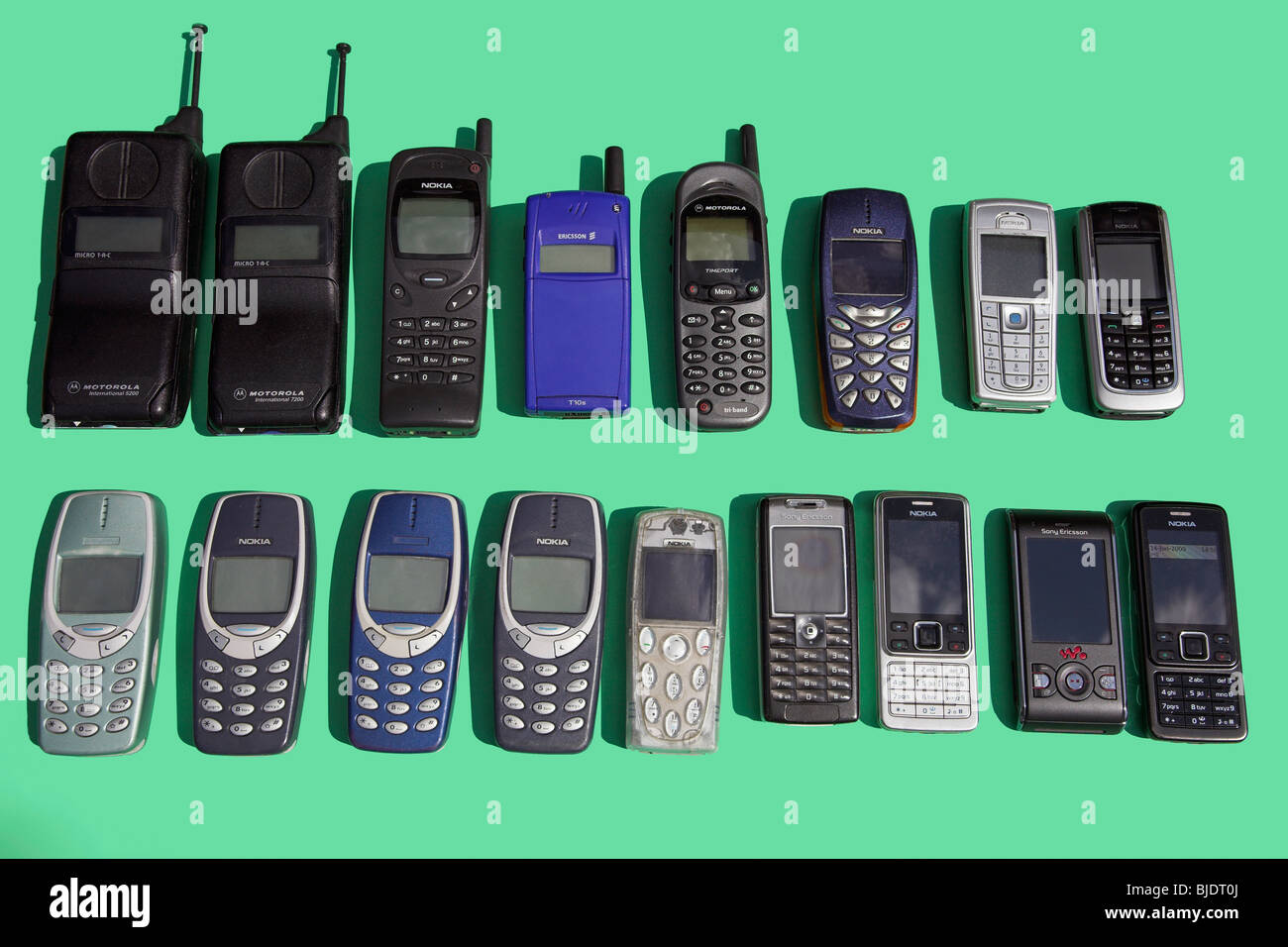 Collection of old mobile phones Stock Photo