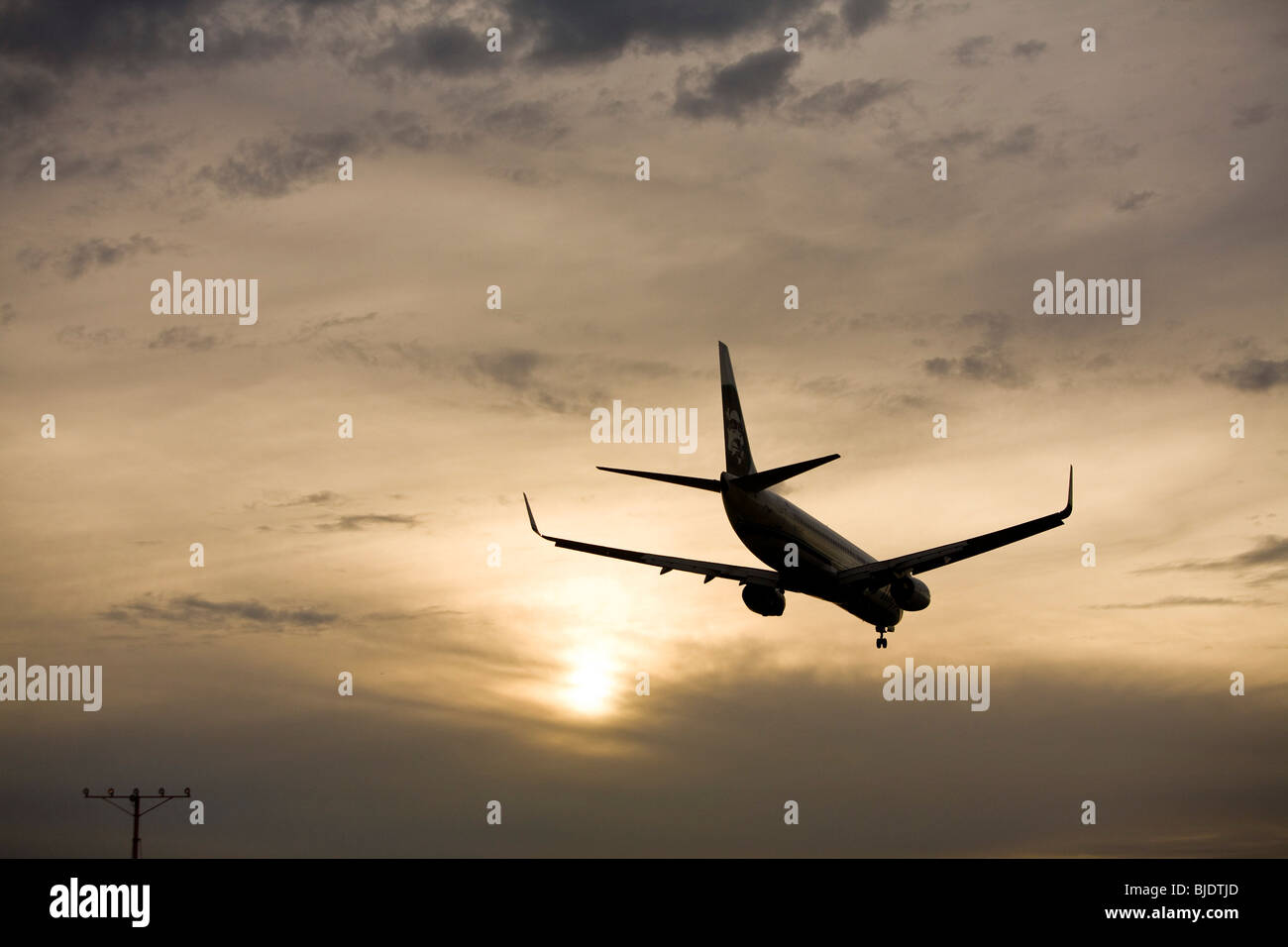 Plane in flight, landing at LAX Los Angeles International Airport Los Angeles County, California, United States of America Stock Photo