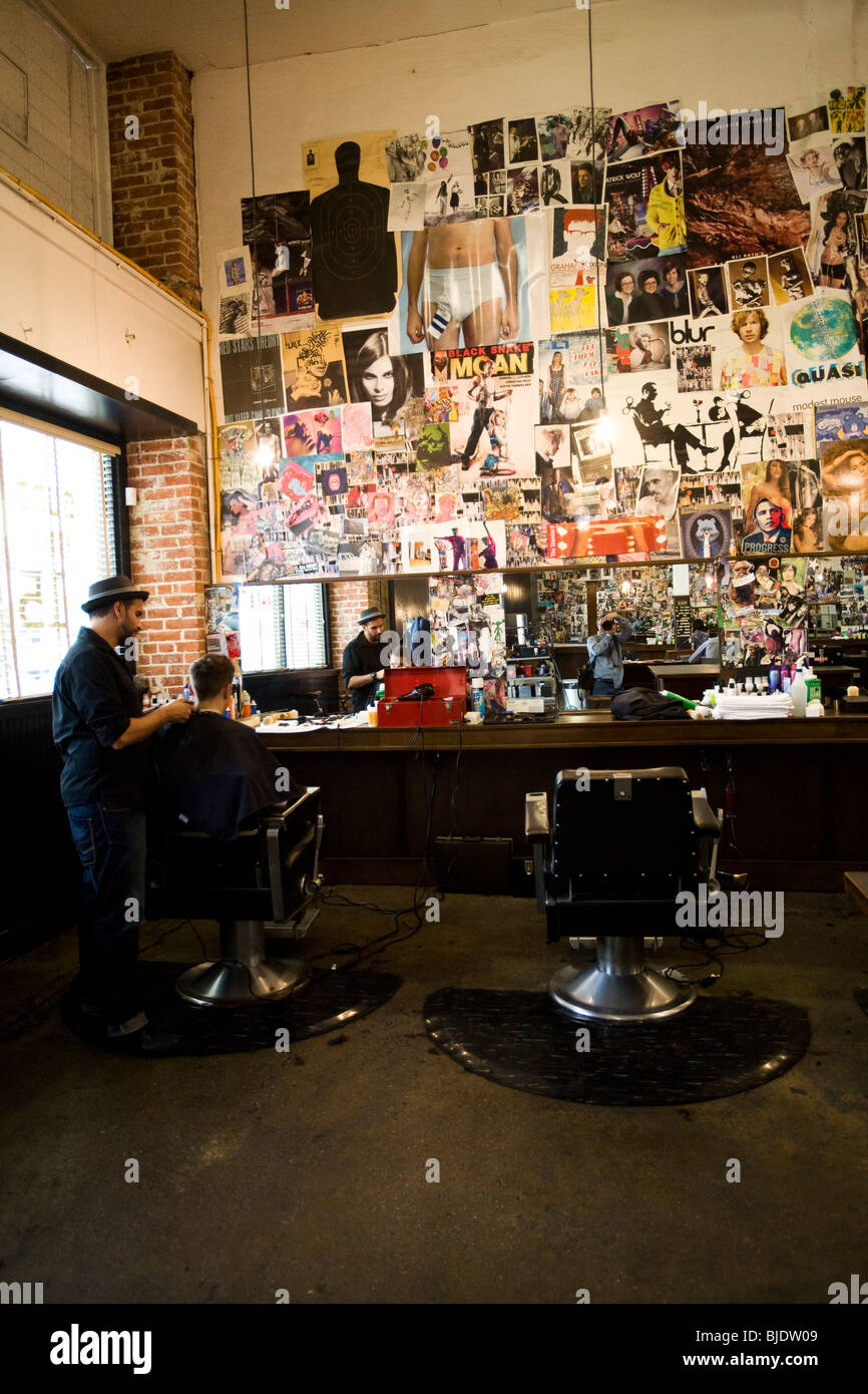 Rudy's Barbershop, Silver Lake, Los Angeles County, California, United States of America Stock Photo