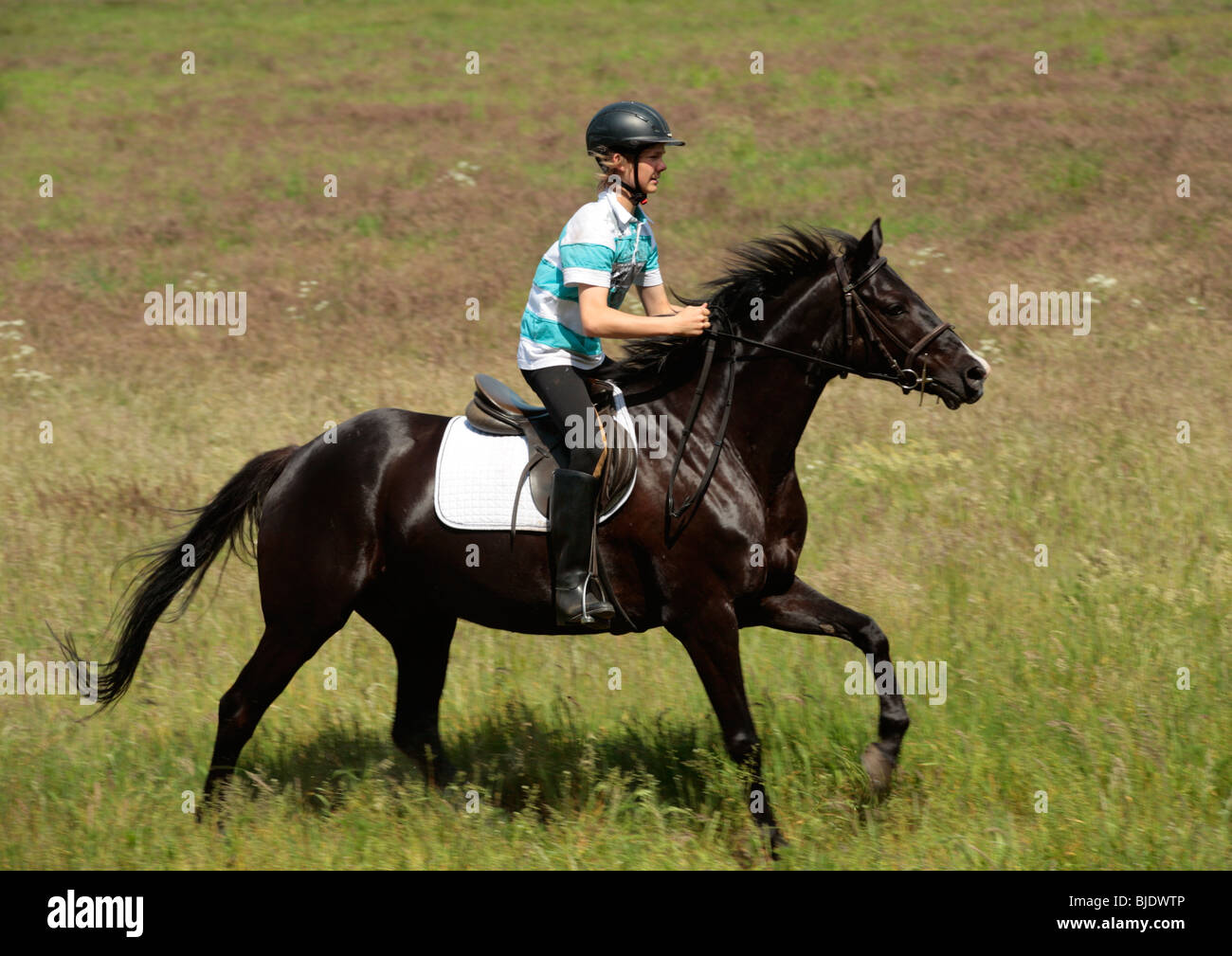 Kid ride horse helmet black hi-res stock photography and images - Alamy