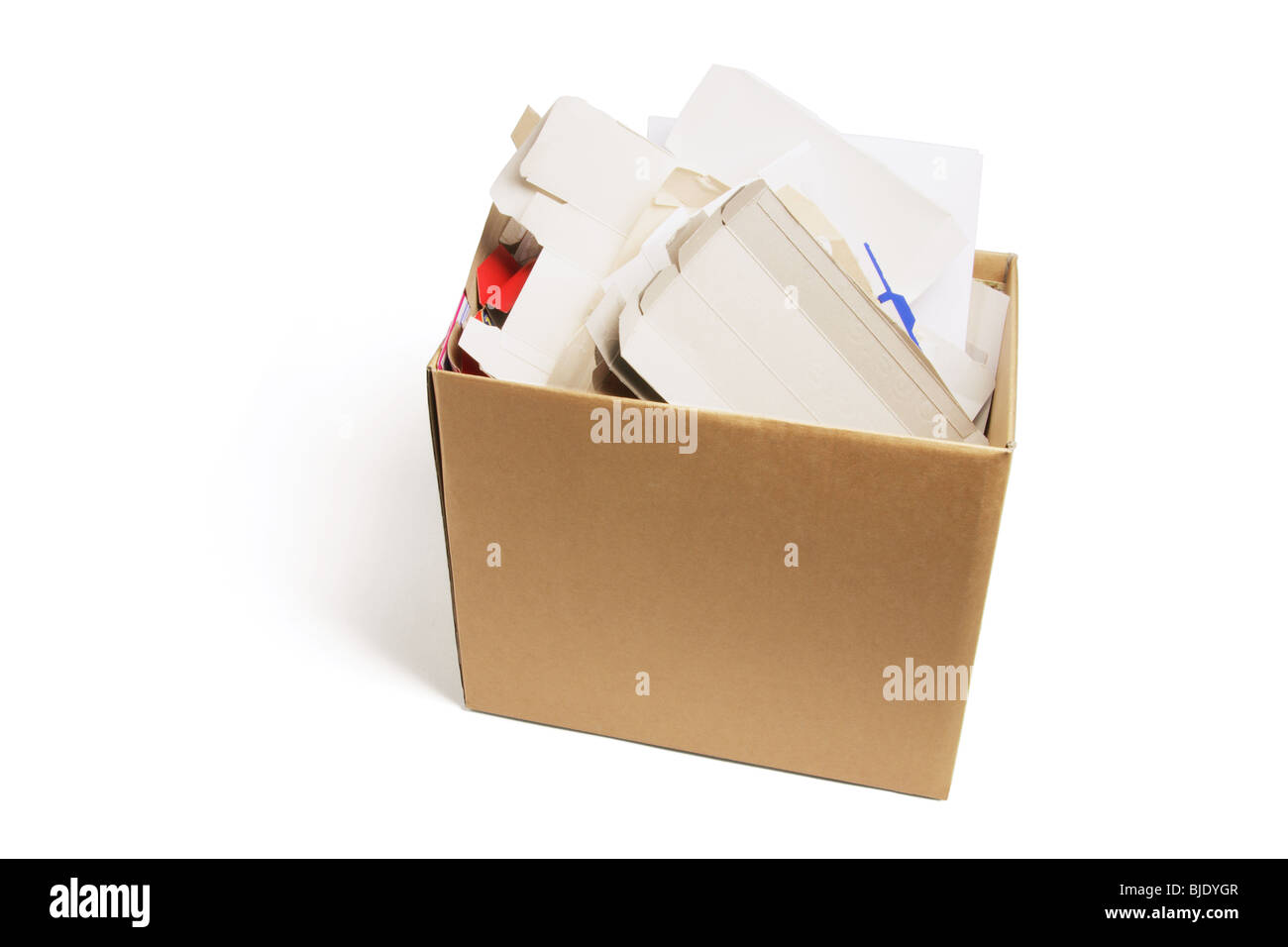 Waste Paper Products in Cardboard Box Stock Photo