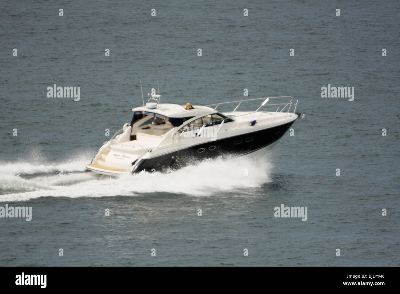 Small Speedboat on the Ocean Stock Photo