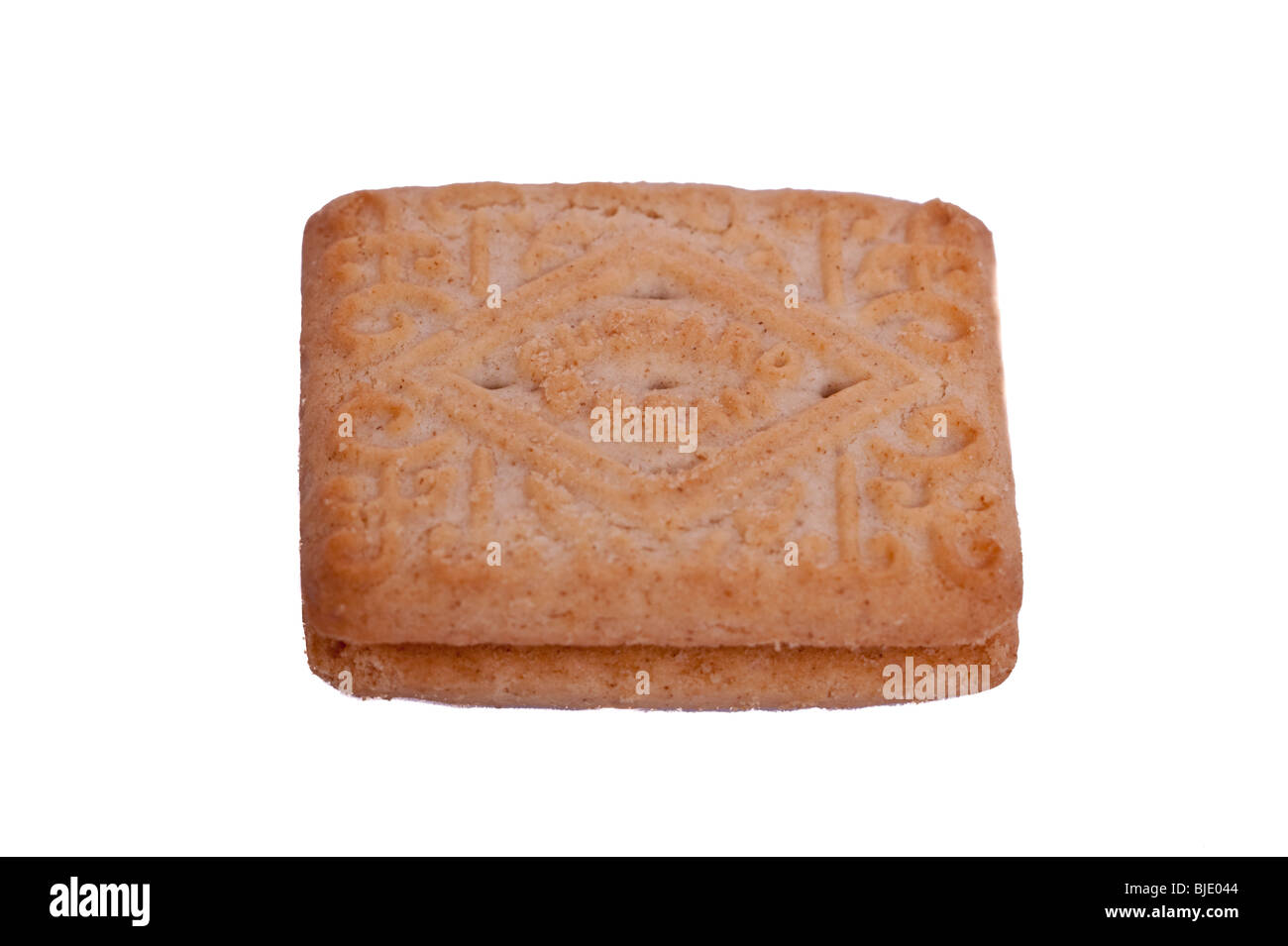 A custard cream biscuit on a white background Stock Photo