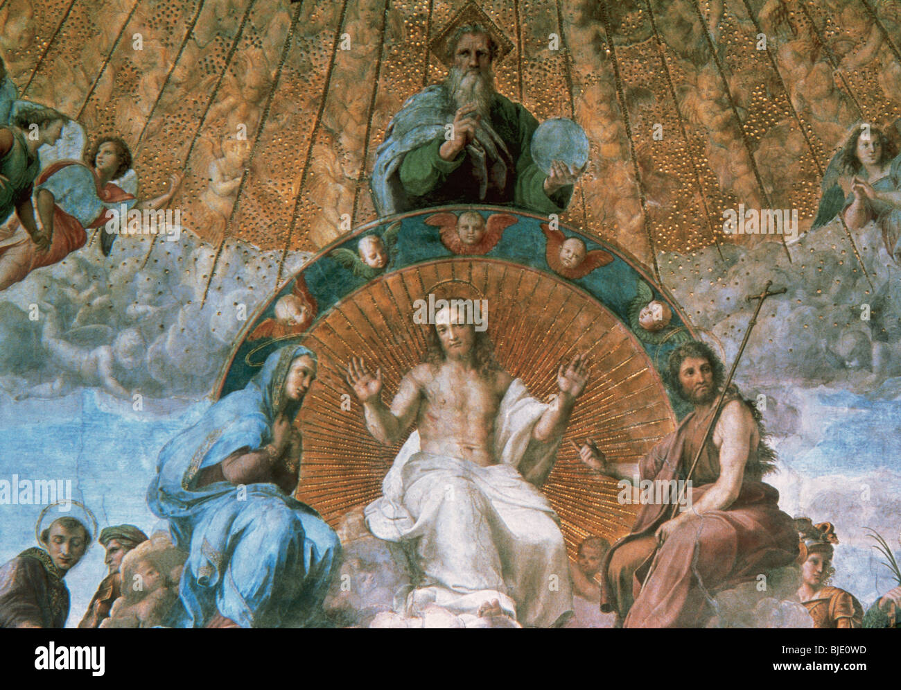 Raphael Sanzio (1483-1520). Italian painter. Dispute of the Sacrament. Detail. Stanze di Raffaello. Vatican. Stock Photo