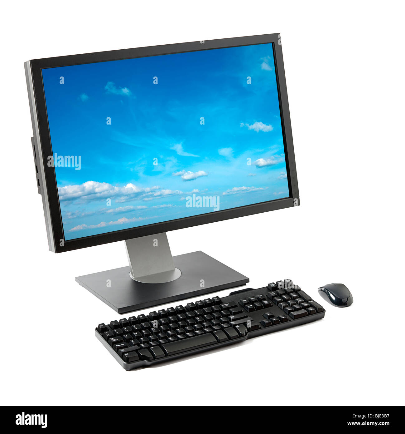 Computer workstation ( monitor, keyboard, mouse) isolated on white