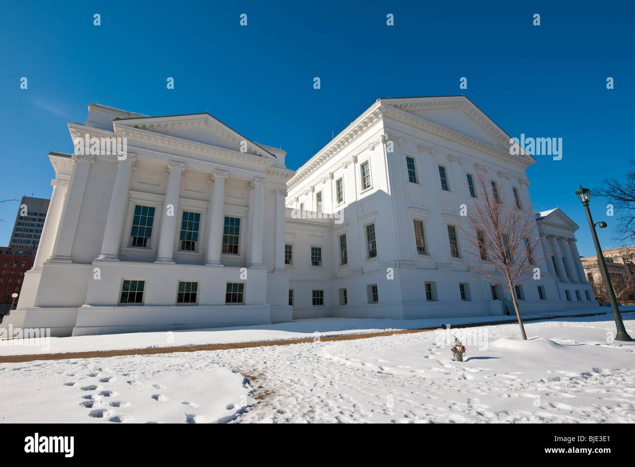 Snow covered Richmond Virginia State Capitol Building, Richmond, Virginia, USA Stock Photo