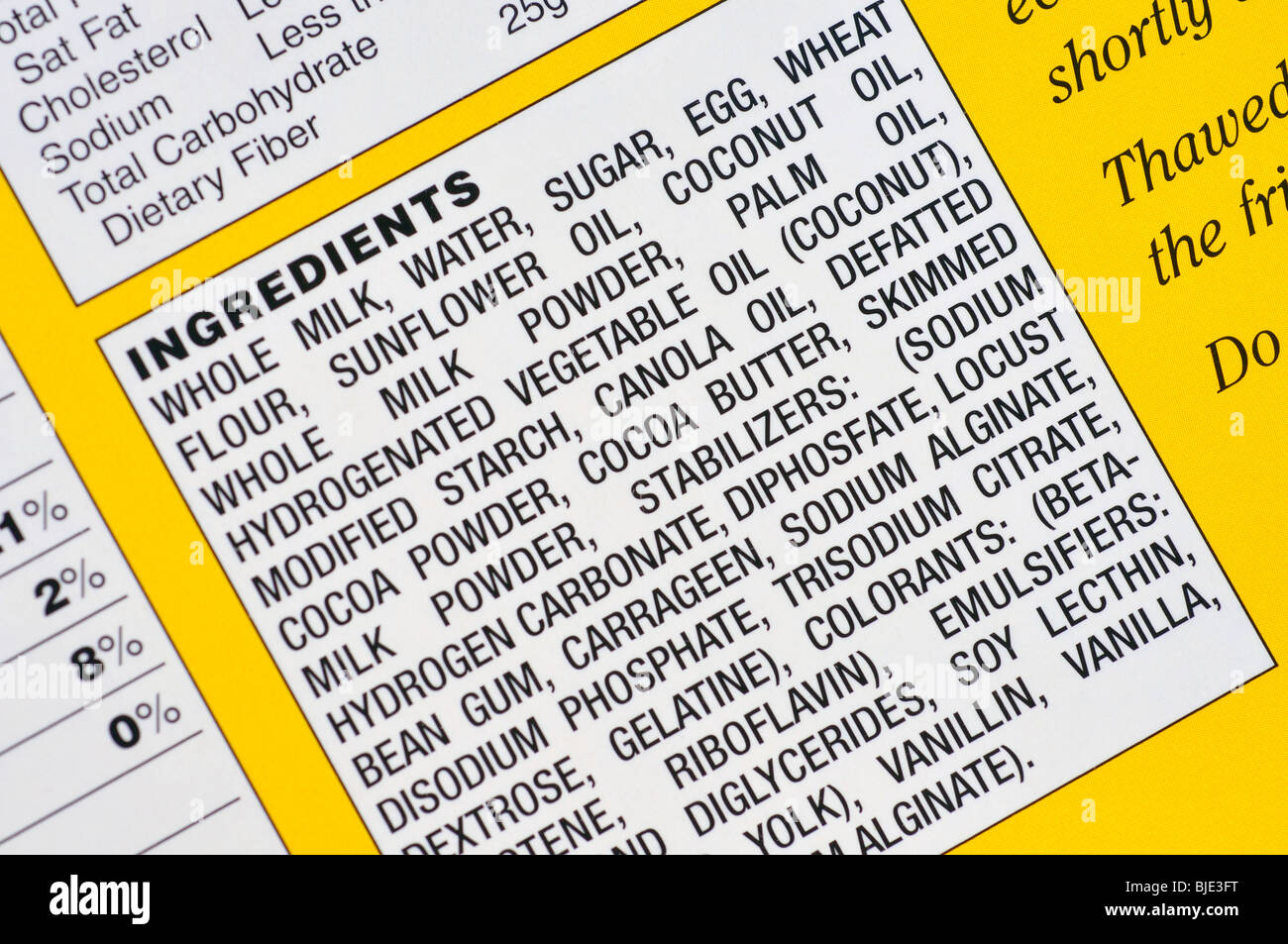 Ingredients list on food package hi-res stock photography and images ...