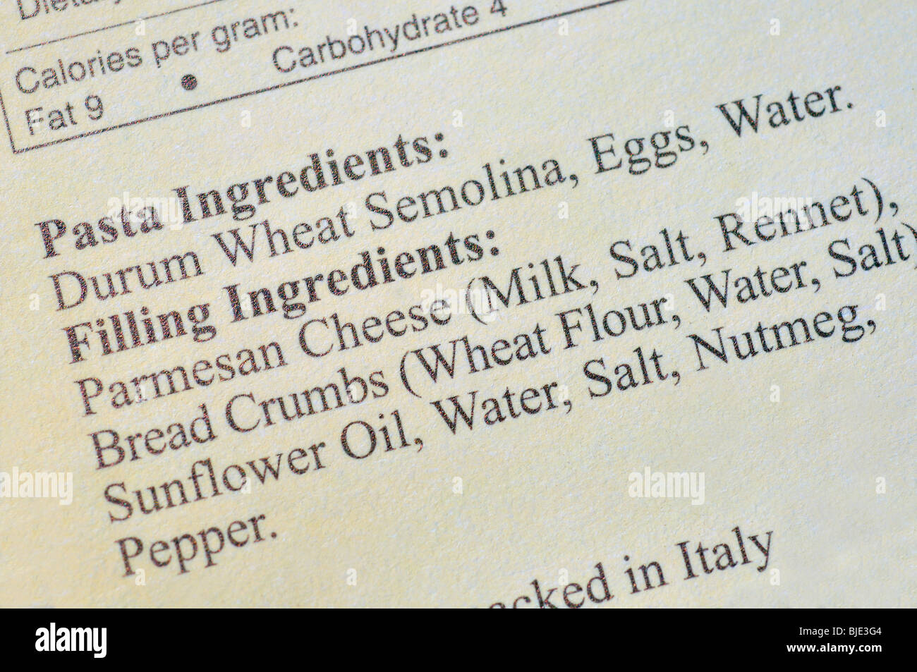 Ingredients list on food package hi-res stock photography and images ...