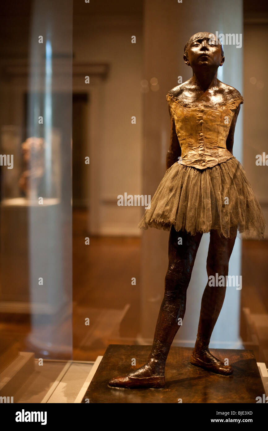 Statue of a ballerina by Degas in the Scupture Gallery at the National Museum of Art in Washington D.C. USA Stock Photo