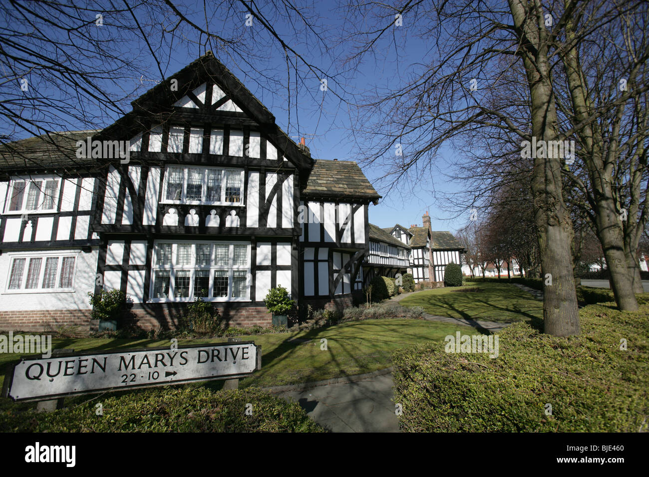Village of Port Sunlight, England. The black and white timbered houses
