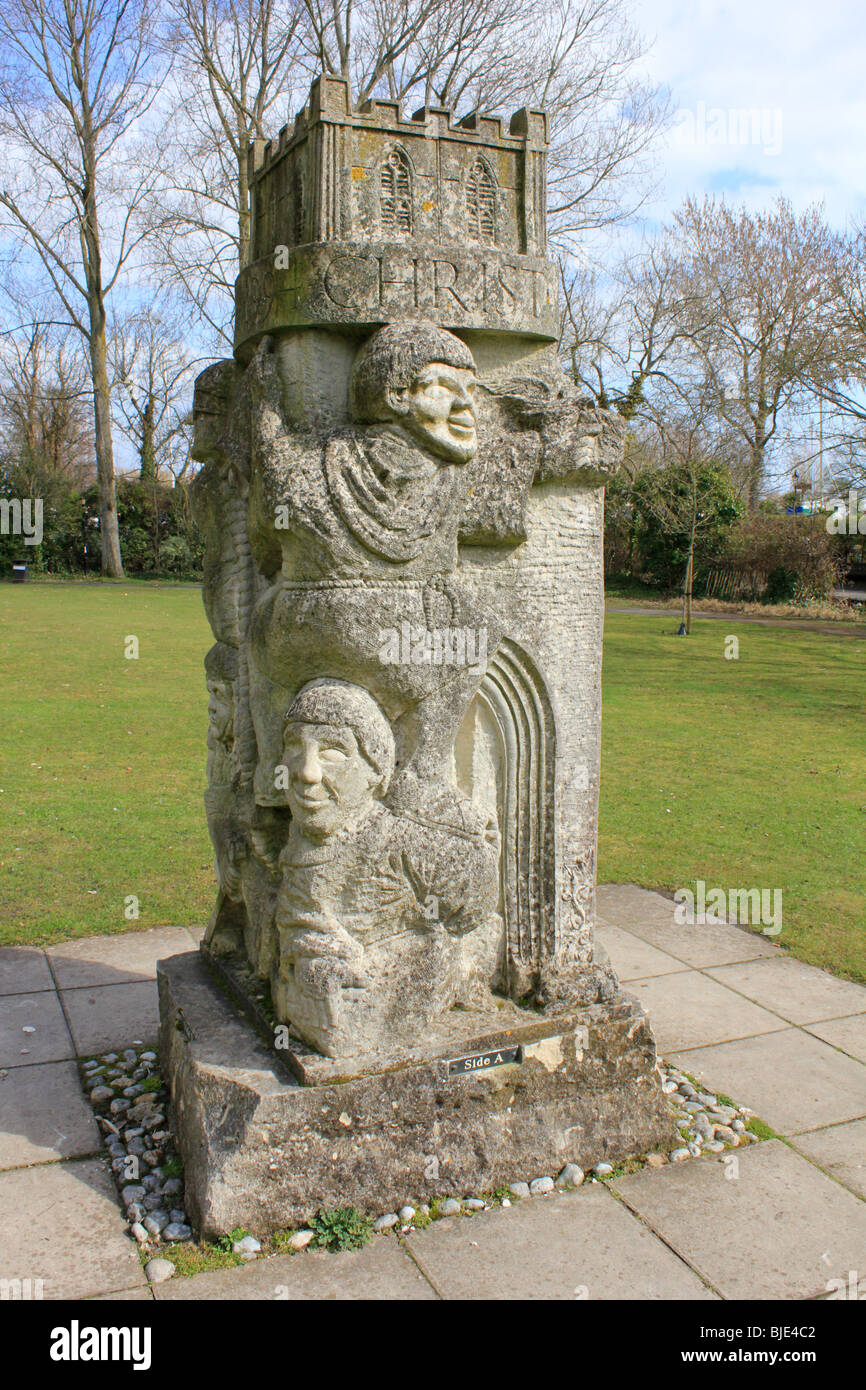 stone statue priory grounds town of christchurch dorset england uk gb