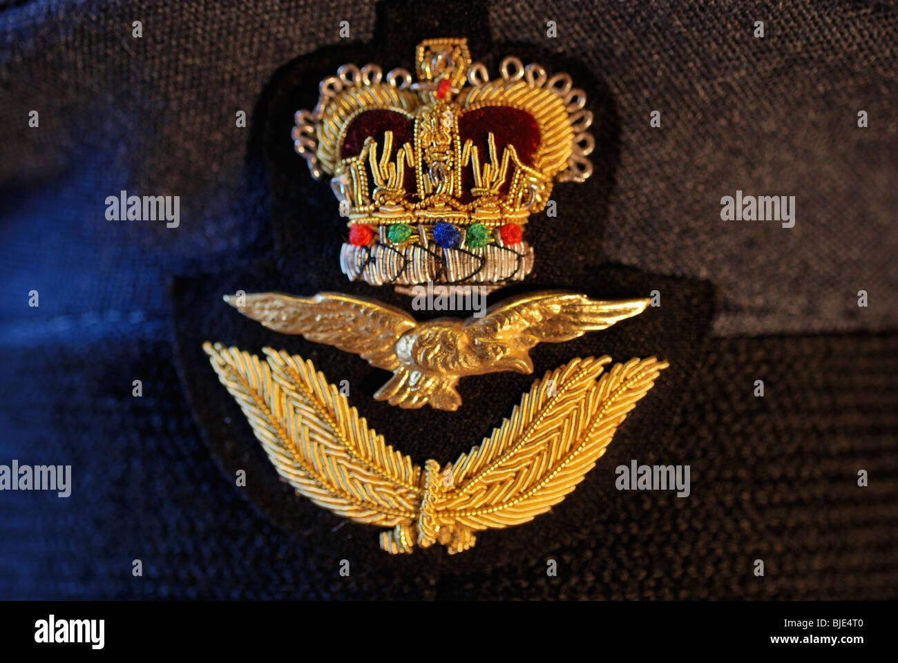 RAF Officer's cap badge. Stock Photo