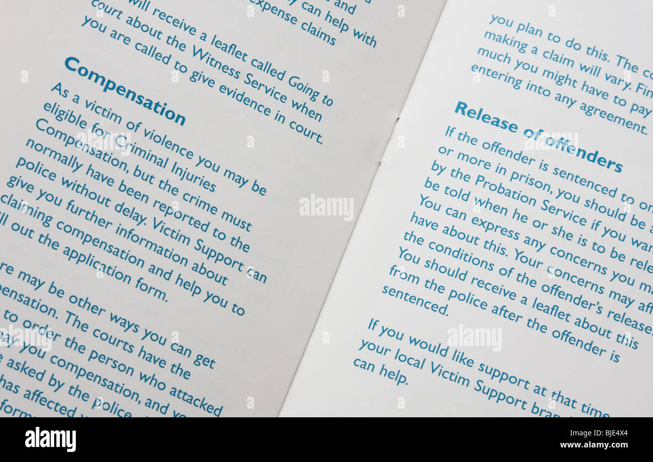 Victim Support literature Stock Photo Alamy