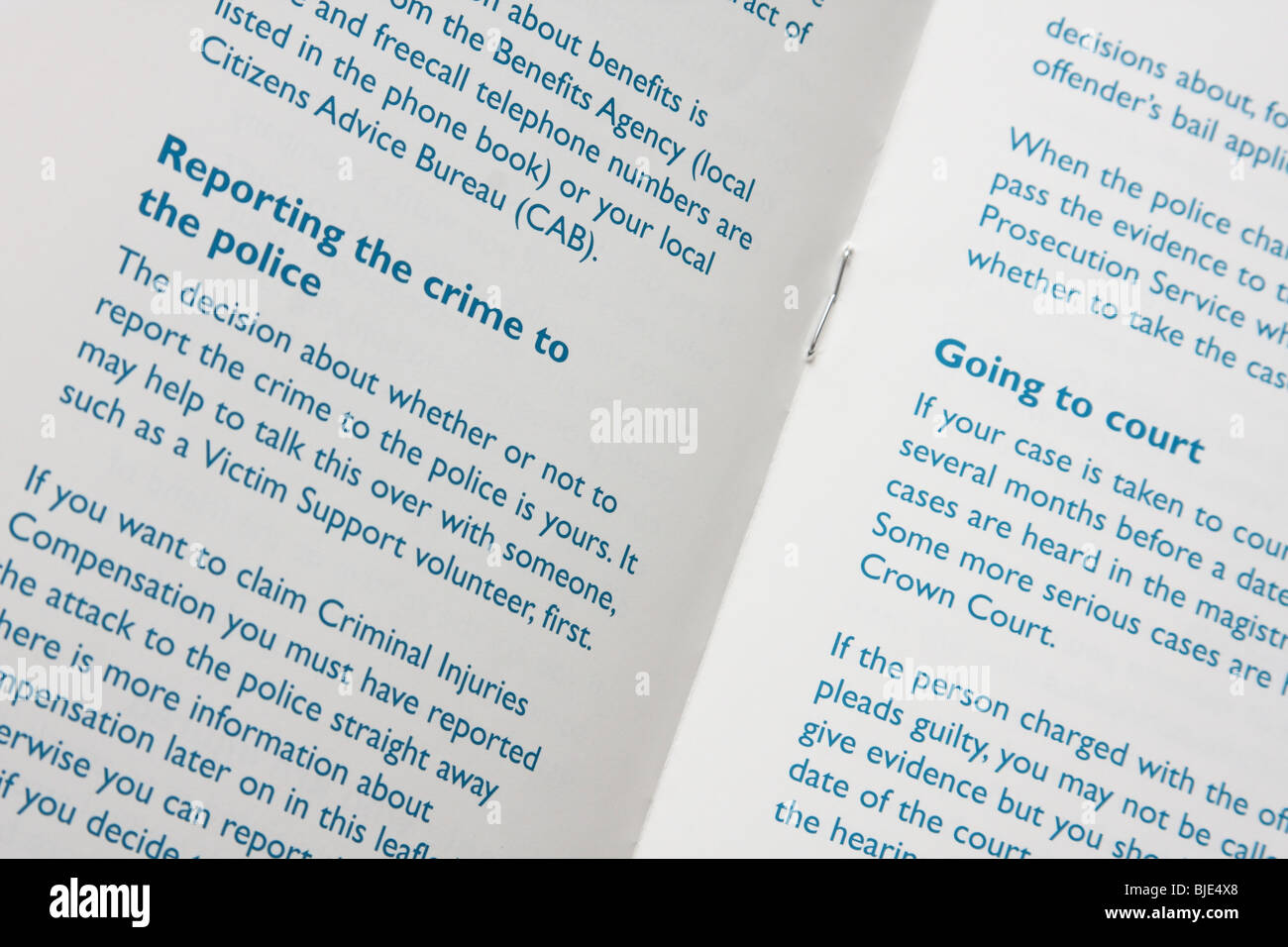 Victim Support literature Stock Photo Alamy