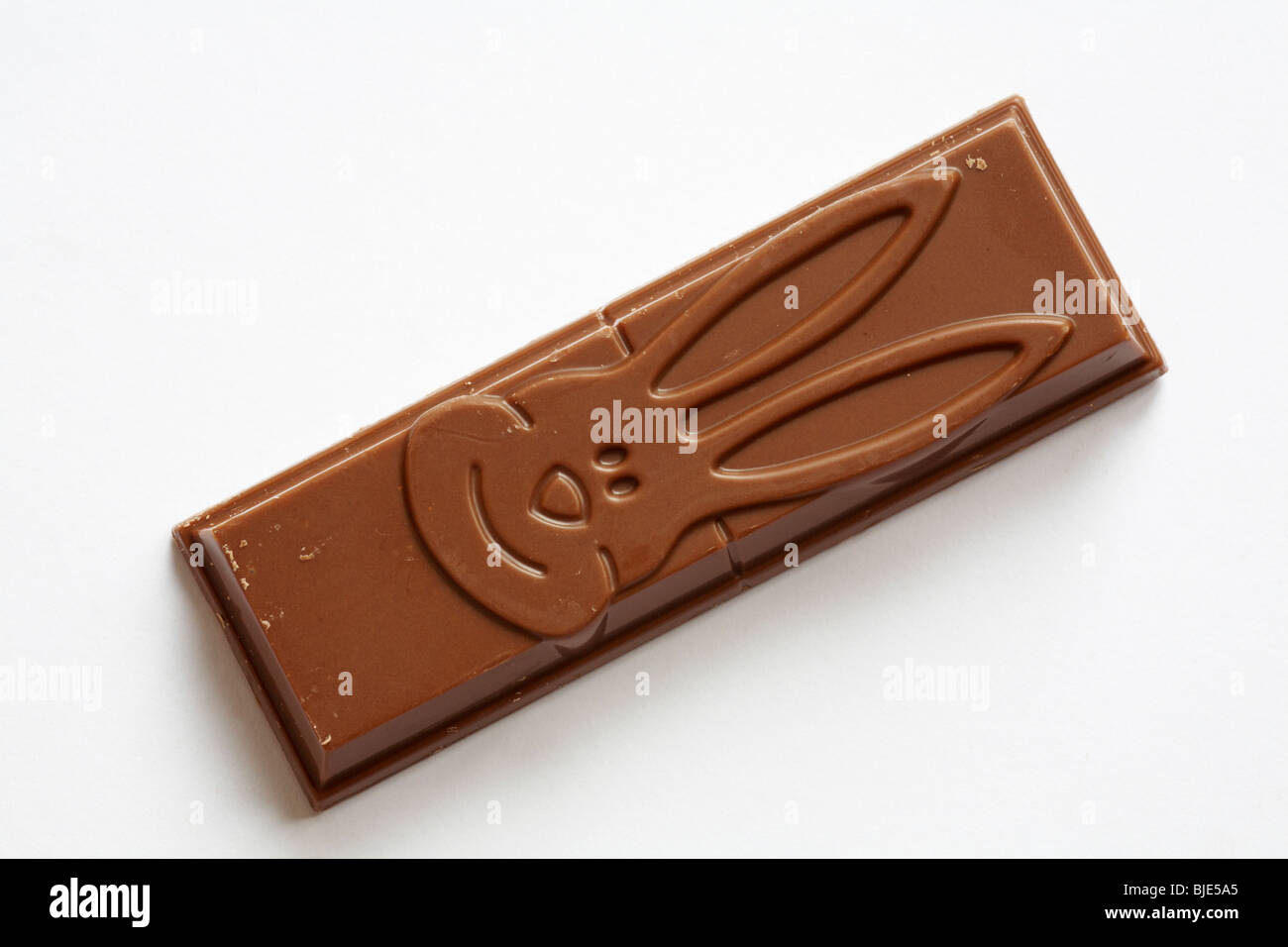 Kitkat Easter Bunny chocolate bar by Nestle opened with contents removed isolated on white