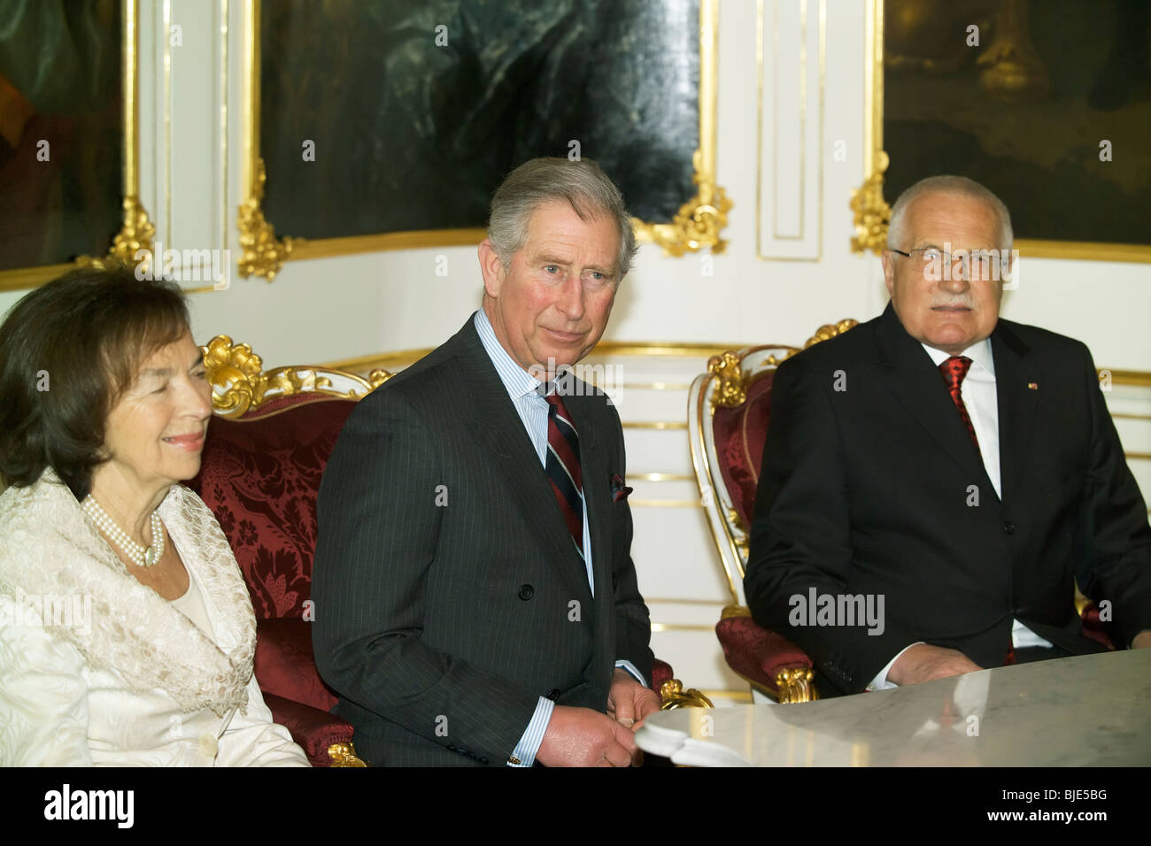 Britain's Prince Charles and his wife Camilla, the Duchess of Cornwall, visit Prague on 20 March 2010. Stock Photo
